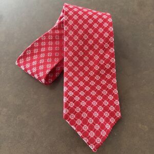 AQUASCUTUM 100% Red Silk Tie With Embellished Rhinestone Bling